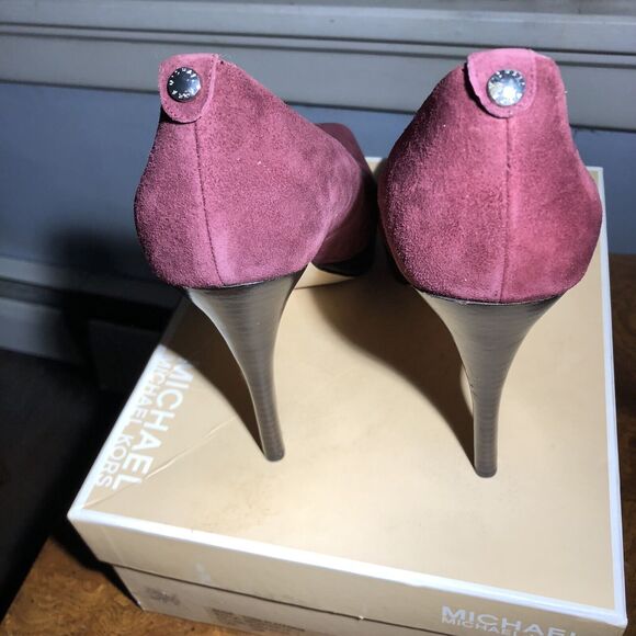 MICHAEL KORS YORK PLATFORM WOMENS SUEDE HEELS SLIP-ON SHOES 10M New In Box - Picture 6 of 8